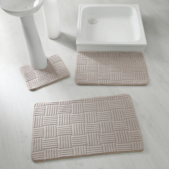 Tapis de bain effet damier (taupe) Tapis de bain effet damier (taupe)